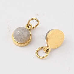 Ion Plating(IP) Natural & Synthetic Mixed Gemstone Half Round Charms with Jump Ring&nbsp;X-STAS-A097-05G