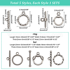 5 Sets 5 Style  304 Stainless Steel Toggle Clasps&nbsp;STAS-DC0008-15
