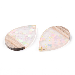 Transparent Resin & White Wood Pendants&nbsp;RESI-N039-35