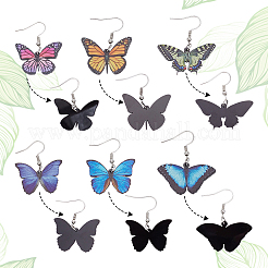 6 Pairs 6 Style Acrylic Butterfly Dangle Earrings&nbsp;EJEW-AN0001-07