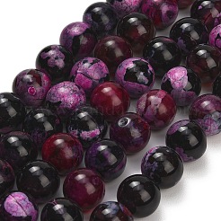 Natural Fire Crackle Agate(Dyed & Heated) Beads Strands&nbsp;G-K425-A06-14mm