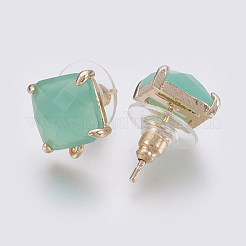 Faceted Glass Stud Earring Findings&nbsp;X-GLAA-F084-C08
