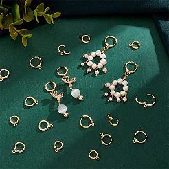 30Pcs 3 Styles Brass Huggie Hoop Earring Findings&nbsp;KK-PH0011-10