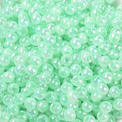 6/0 Opaque Colours Rainbow Plated Round Glass Seed Beads&nbsp;SEED-T006-04D-03