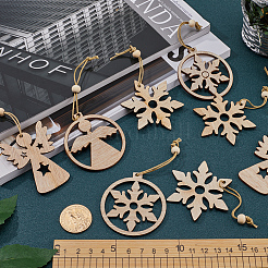 2 Sets 2 Style Christmas Theme Wood Pendants Decoration&nbsp;HJEW-GF0001-39C
