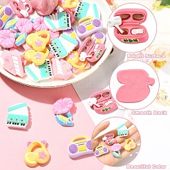 30Pcs 6 Styles Opaque Music Theme Resin Cabochons&nbsp;CRES-YW0002-48