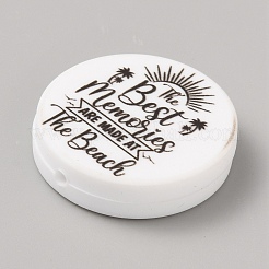 Flat Round with Word Food Grade Eco-Friendly Printed Silicone Focal Beads&nbsp;LS-SIL-SZC0008-07A