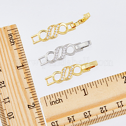 10Pcs 2 Colors Rack Plating Brass Micro Pave Clear Cubic Zirconia Watch Band Clasps&nbsp;ZIRC-DC0001-08