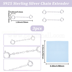 3Pcs Sterling Silver Chain Extender&nbsp;STER-BBC0009-70B