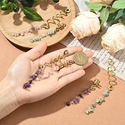6Pcs 6 Styles Natural Flower Amazonite & Amethyst & Morganite Chips Hair Clips&nbsp;OHAR-YW00002