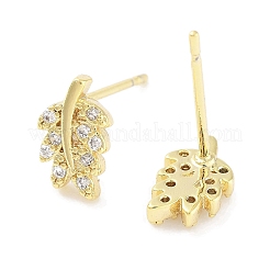 Brass Micro Pave Clear Cubic Zirconia Stud Earrings for Women&nbsp;EJEW-S217-D03