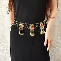 Alloy Hyacinth Alloy Hyacinth Rhinestone Flower Tassel Waist Belly Dance Chains for Women&nbsp;FS-WG99392-02