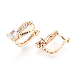 Brass Micro Pave Cubic Zirconia Teardrop Hoop Earrings&nbsp;EJEW-T048-35G