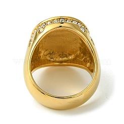 Ion Plating(IP) Oval with Saint 304 Stainless Steel Rhinestone Signet Rings&nbsp;RJEW-Q815-01G-M