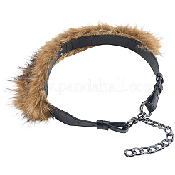 Black Imitation Leather Faux Fur Chain Belts for Women&nbsp;AJEW-WH20006-388B-04