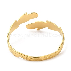Ion Plating(IP) 304 Stainless Steel Feather Cuff Bangles&nbsp;BJEW-L682-025G