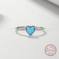 Light Sky Blue Synthetic Opal Heart Finger Ring&nbsp;FM4105-2