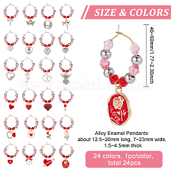 Valentine's Day Theme Alloy Enamel & 304 Stainless Steel & Plastic Wine Glass Charms&nbsp;AJEW-AB00080