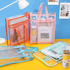 12Pcs 4 Colors Transparent Plastic Packing Bags with Handles and Snap Buttons&nbsp;ABAG-PH0001-87