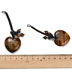Heart Natural Tiger Eye Pendant Decorations&nbsp;G-K353-07B