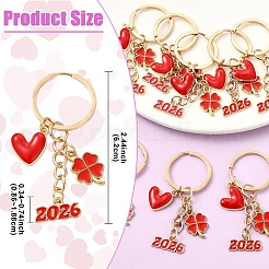 10Pcs Alloy Enamel Clover & Number 2026 & Heart Pendant Decorations&nbsp;KEYC-YW00284