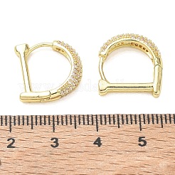 Brass Micro Pave Cubic Zirconia Hoop Earrings&nbsp;KK-CBA30C7-23G