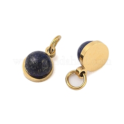 Ion Plating(IP) Natural Lapis Lazuli Half Round Charms with Jump Ring&nbsp;STAS-A097-05G-12