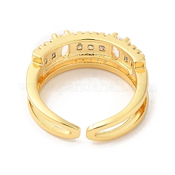 Clear Cubic Zirconia Oval Cuff Ring&nbsp;RJEW-L106-002G