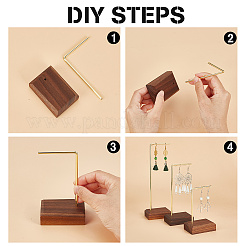 3 Sets 3 Styles Walnut Wood Dangle Earring Hanging Holder&nbsp;EDIS-NB0001-09