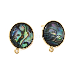304 Stainless Steel Pave Natural Paua Shell Stud Earring Findings&nbsp;STAS-Z125-10G