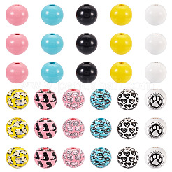 160Pcs Painted Natural Wood European Beads&nbsp;WOOD-TA0002-60