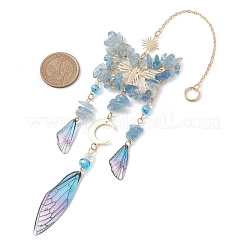 Natural Aquamarine and Resin Pendant Decorations&nbsp;HJEW-TA00134-01