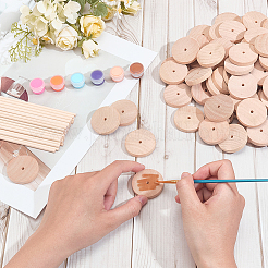 Schima Wood Unfinshed 100Pcs Wheel & 50Pcs Stick Sets&nbsp;DIY-OC0014-38A