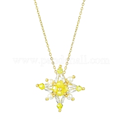 Glass Seed Beads Beaded Star Pendant Necklaces&nbsp;NJEW-MZ00088