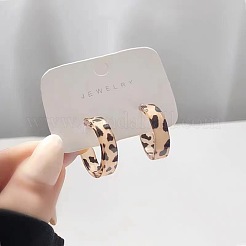 C-Shaped with Leopard Print 925 Sterling Silver Acrylic Stud Earrings&nbsp;FS-WG2B12E-01
