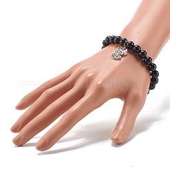 Natural Obsidian & Mixed Stone Round Beads Stretch Bracelet&nbsp;BJEW-JB07060