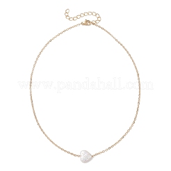 Natural Keshi Pearl Heart Pendant Brass Cable Chain Necklaces for Women&nbsp;NJEW-JN05825
