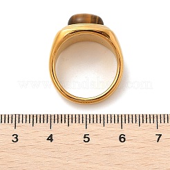 Oval Natural Tiger Eye Finger Rings&nbsp;RJEW-Q007-06G
