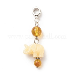 Opaque Resin and Natural Mixed Stone European Dangle Charms&nbsp;PALLOY-JF01764