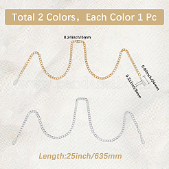 2Pcs 2 Colors Alloy Twisted Nose Chains Face Chains with Teardrop Plastic Imitation Pearl&nbsp;PURS-CY0001-01