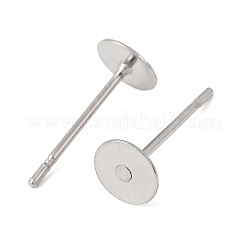 Tarnish Resistant 304 Stainless Steel Flat Round Blank Peg Stud Earring Findings&nbsp;STAS-S028-24