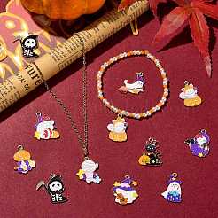 40Pcs 10 Styles Halloween Theme Alloy Enamel Pendants&nbsp;ENAM-CJ0004-77