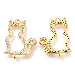 Brass Micro Pave Clear Cubic Zirconia Open Back Bezel Links Connectors&nbsp;ZIRC-J024-11G