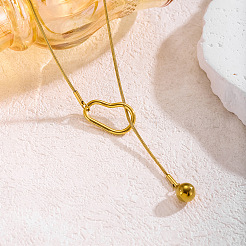 304 Stainless Steel Round Ball Slider Lariat Necklaces for Women&nbsp;WGD4E8A-01
