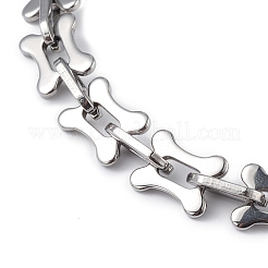 Non-Tarnish 304 Stainless Steel Dog Bone & Oval Link Chain Bracelet for Women&nbsp;BJEW-G669-22P