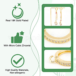 12Pcs Brass Micro Pave Clear Cubic Zirconia Hoop Earring Findings&nbsp;KK-UN0002-23