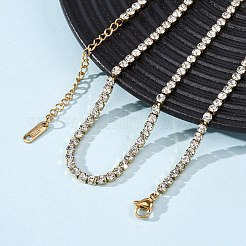 3MM 304 Stainless Steel Rhinestone Cup Chain Necklaces for Women&nbsp;NJEW-G175-01G-02