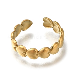 Heart 304 Stainless Steel Open Cuff Ring for Women&nbsp;RJEW-F161-02G-21