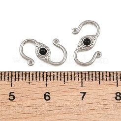 304 Stainless & Natural Obsidian S-Hook Clasps&nbsp;SA-CBA3073-02P-01