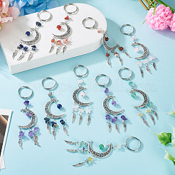 10Pcs Alloy Natural Mixed Stone Keychains&nbsp;KEYC-TAC00056